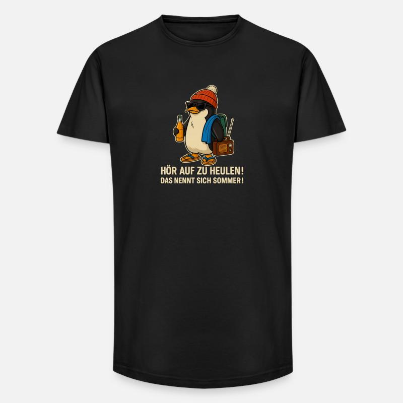 Sommer-Pinguin mit Sonnenbrille - Long Fit Männer T-Shirt - Schwarz