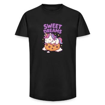 Sweet Dreams Cookie Licorne - T-shirt coupe longue homme - noir - Devant - AI Model Male 185 light (185cm)