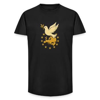 „Europa & Friedenstaube“ – Einheit in Vielfalt - Long Fit Männer T-Shirt - Schwarz - Vorne - AI Model Male 185 light (185cm)