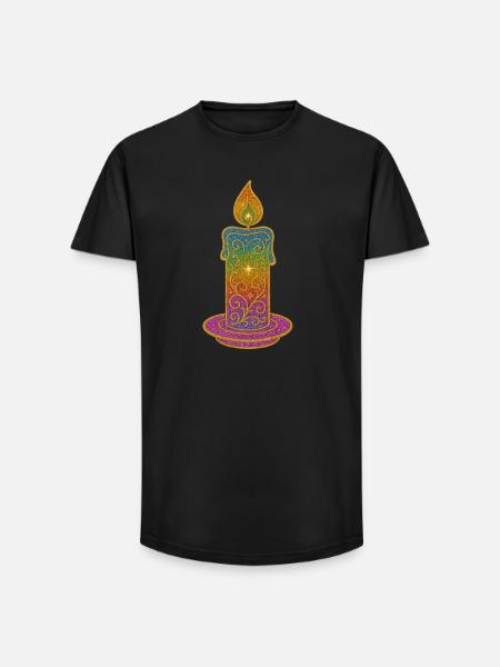 Glitter Candle Gradient Ornament - Long Fit Men's T-Shirt - black