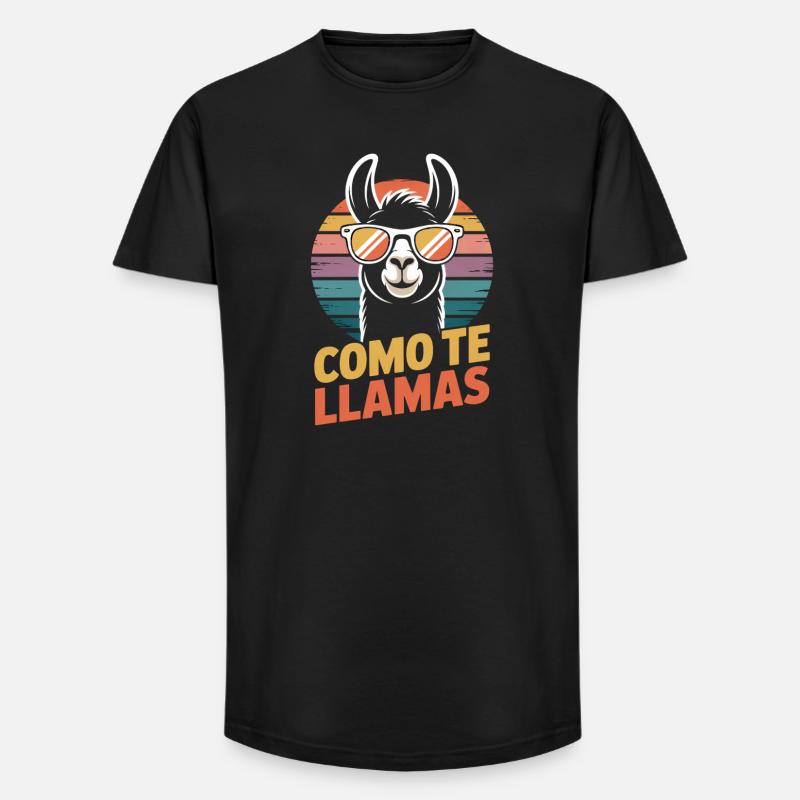 Como te llamas Lama - Long Fit Männer T-Shirt - Schwarz