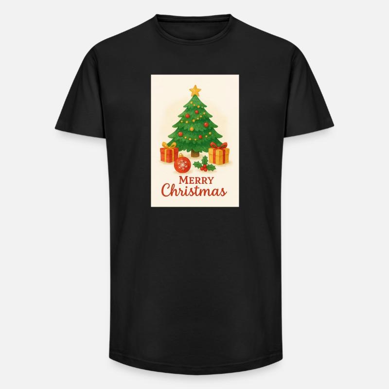 Weihnachtsbaum mit Geschenken - Long Fit Männer T-Shirt - Schwarz