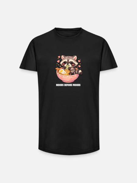 Ramen Waschbär - Long Fit Männer T-Shirt - Schwarz