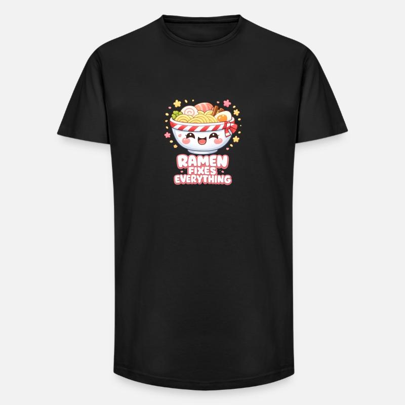 Ramen fixes everything - Long Fit Men's T-Shirt - black