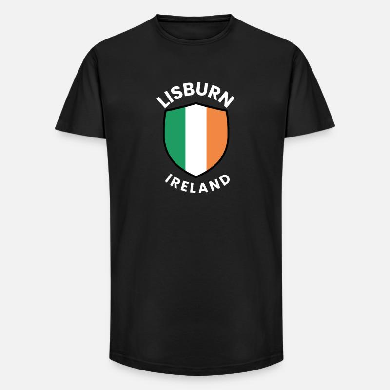 Lisburn Shield Irish Flag Tee - Long Fit Männer T-Shirt - Schwarz