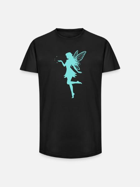 Feen-Silhouette mit Sternen - Long Fit Männer T-Shirt - Schwarz