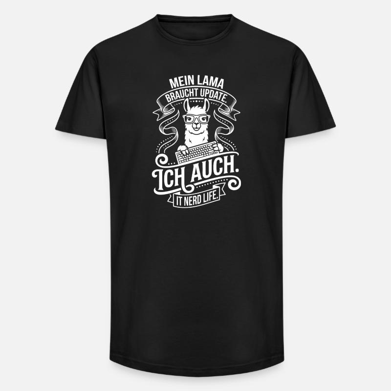 My llama needs an update - Long Fit Men's T-Shirt - black