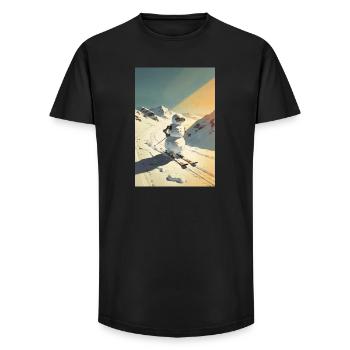 Bonhomme de neige skiant - T-shirt coupe longue homme - noir - Devant - AI Model Male 185 light (185cm)