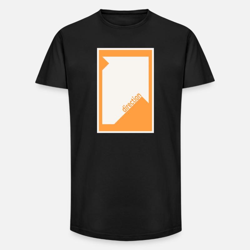 Direction Poster Orange – Modern Graphic - Long Fit Männer T-Shirt - Schwarz