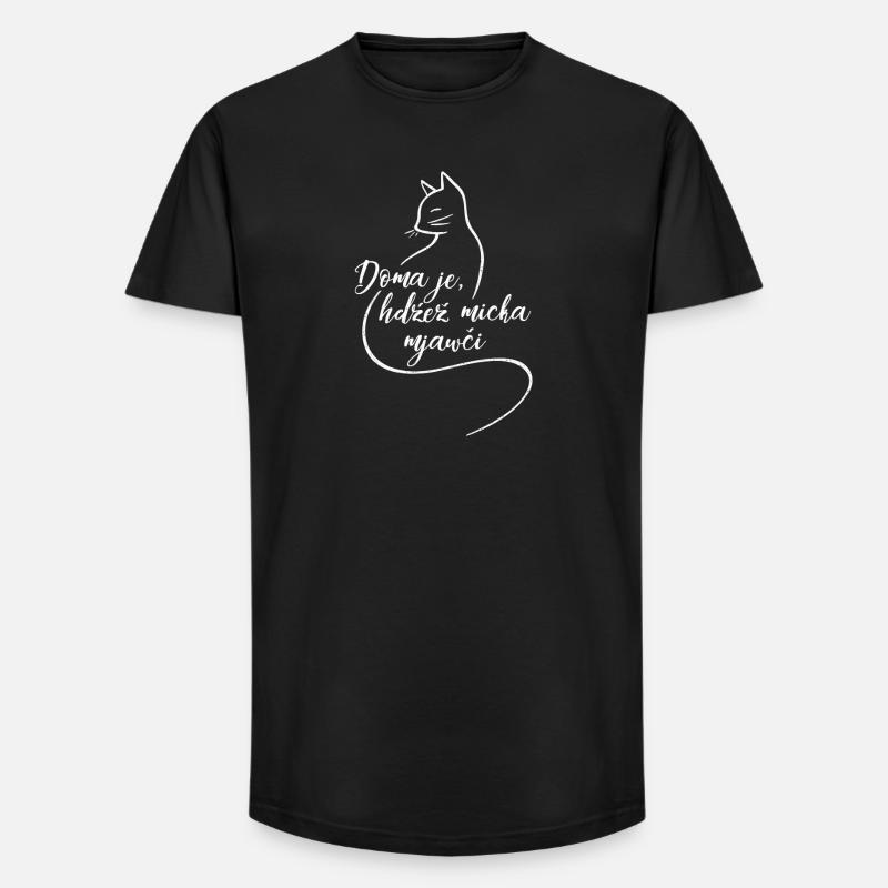 Doma je, hdźež micka mjawči. - Long Fit Men's T-Shirt - black