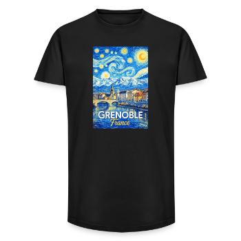 Grenoble, France - Long Fit Men's T-Shirt - black - Front - AI Model Male 185 light (185cm)