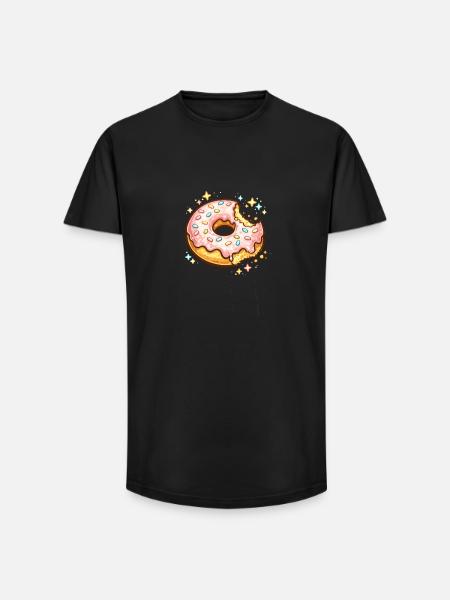 Sugar Pink Donut with Sprinkles Sparkle - Long Fit Men's T-Shirt - black