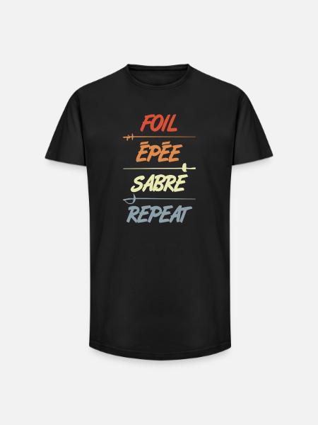 Foil Epee Sabre Repetition - Long Fit Men's T-Shirt - black