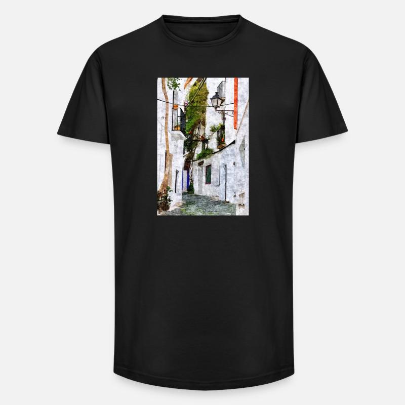 Schöne Stadt Cadaques in Spanien - Long Fit Männer T-Shirt - Schwarz