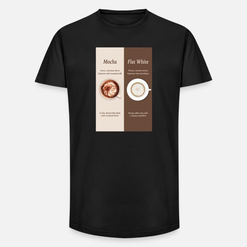 Mocha vs Flat White Coffee Poster - Long Fit Männer T-Shirt - Schwarz