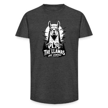 Llama Night Of The Spit Horror - Long Fit Männer T-Shirt - Anthrazit - Vorne - AI Model Male 185 light (185cm)