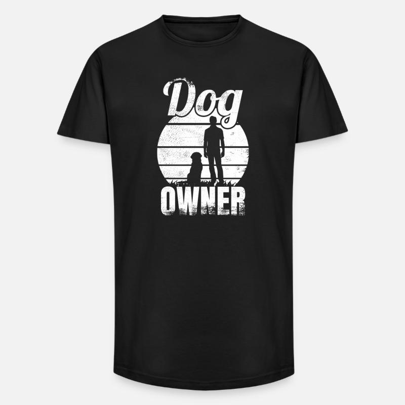 Hundebesitzer Silhouette mit Hund - Long Fit Männer T-Shirt - Schwarz