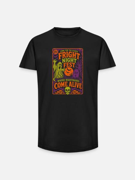 Fright Night Fest Halloween Ghost - Long Fit Men's T-Shirt - black