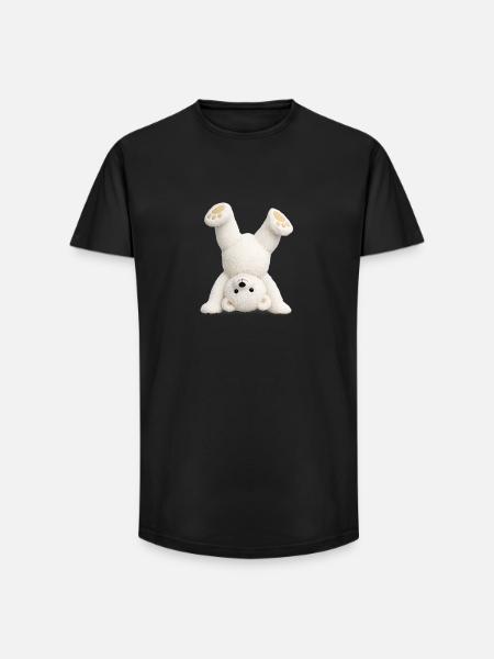 Teddy Bear Headstand - Long Fit Men's T-Shirt - black