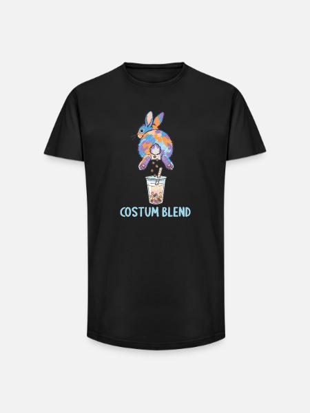 Cute Bunny Funny Boba Bubble Tea - Long Fit Men's T-Shirt - black