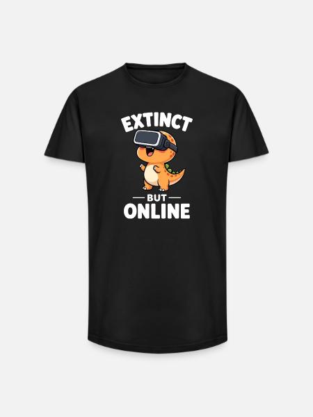 Dino T-Rex Virtual Reality Gamer Saying - Long Fit Men's T-Shirt - black