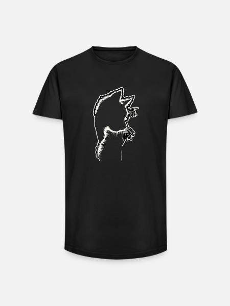 Katzensilhouette | Minimalistisches Design - Long Fit Männer T-Shirt - Schwarz