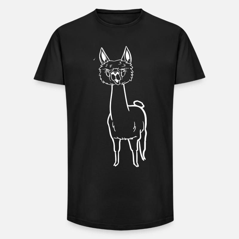Witziges Comic-Alpaka - Long Fit Männer T-Shirt - Schwarz