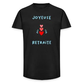 RETRAITE. BONNE RETRAITE. JOYEUSE RETRAITE. COEUR - T-shirt coupe longue homme - noir - Devant - AI Model Male 185 light (185cm)