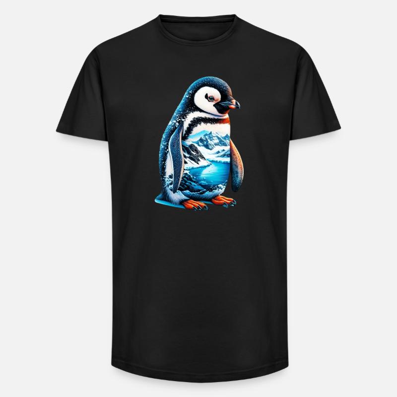Pinguin - Long Fit Männer T-Shirt - Schwarz