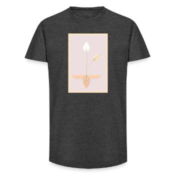 Art botanique minimaliste - T-shirt coupe longue homme - charbon - Devant - AI Model Male 185 light (185cm)
