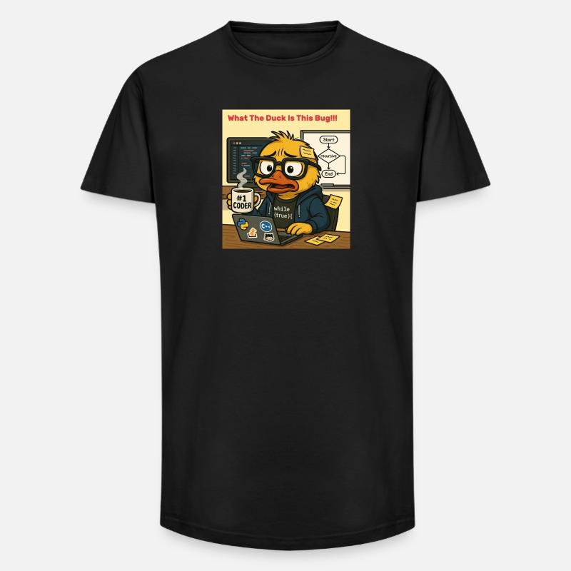 Funny Coding Duck Illustration - Long Fit Men's T-Shirt - black