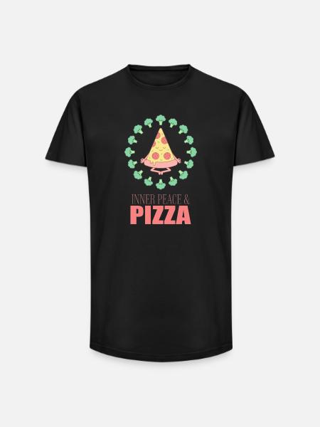 Inner Peace Pizza Yoga - Long Fit Men's T-Shirt - black
