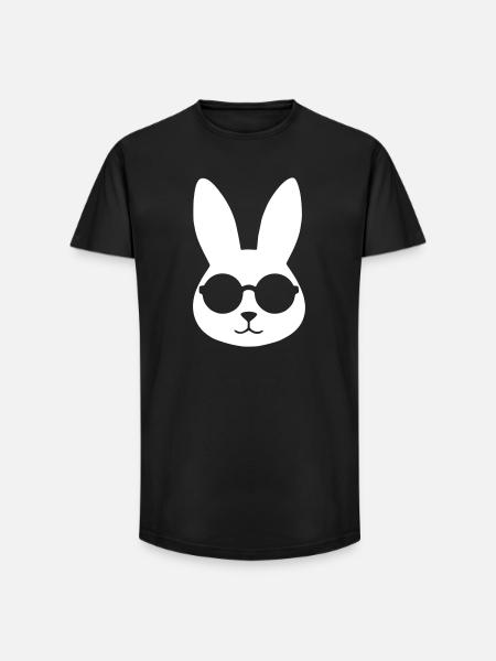 Cool Bunny Sunglasses Clean Vector - Long Fit Men's T-Shirt - black