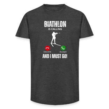 Le biathlon m’appelle et je dois y aller - T-shirt coupe longue homme - charbon - Devant - AI Model Male 185 light (185cm)