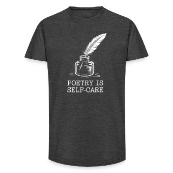 Poesie als Selbstfürsorge - Long Fit Männer T-Shirt - Anthrazit - Vorne - AI Model Male 185 light (185cm)