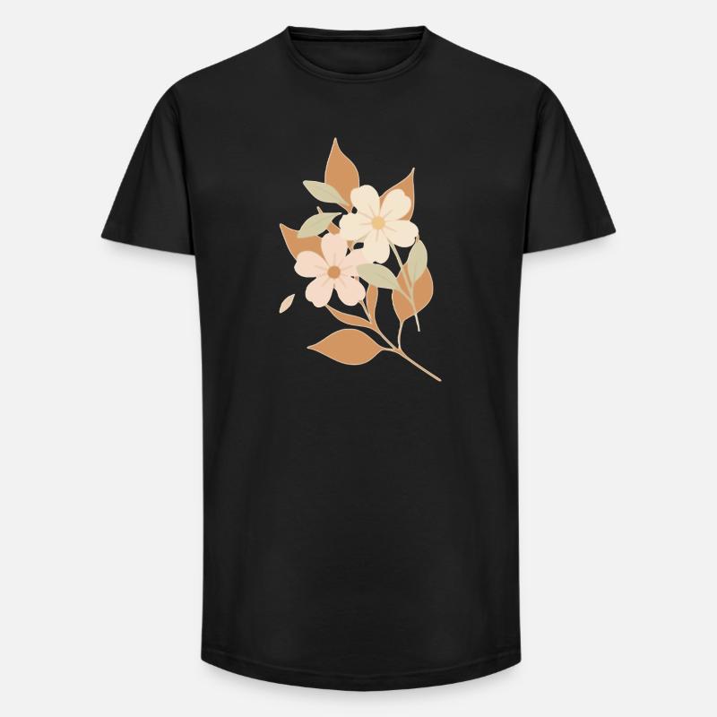 Gezeichnete Blumen - Long Fit Männer T-Shirt - Schwarz