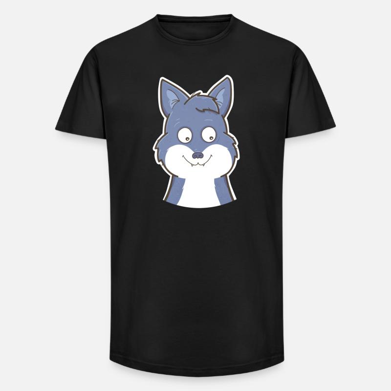 Wolf - Long Fit Männer T-Shirt - Schwarz