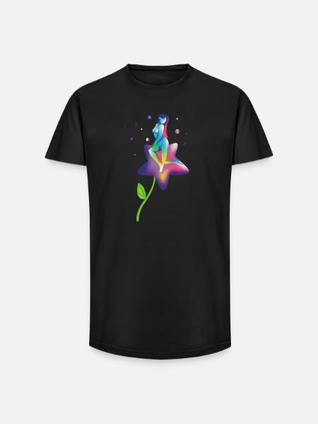 Regenbogenstern-Blüte - Long Fit Männer T-Shirt - Schwarz