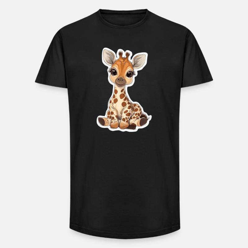 Giraffe - Long Fit Männer T-Shirt - Schwarz