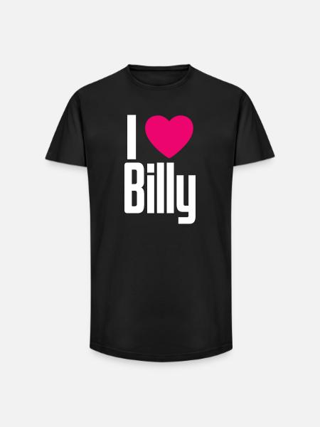 J’aime Billy Coeur Rose J’aime Billy - T-shirt coupe longue homme - noir