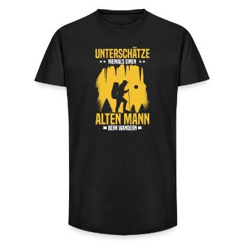 Ne sous-estimez jamais la randonnée de vieux - T-shirt coupe longue homme - noir - Devant - AI Model Male 185 light (185cm)