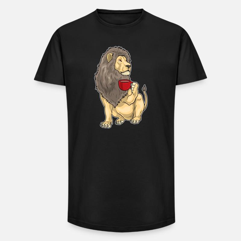 Löwe Kaffee Tasse - Long Fit Männer T-Shirt - Schwarz