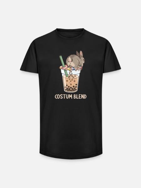 Cute Bunny Funny Boba Bubble Tea - Long Fit Men's T-Shirt - black