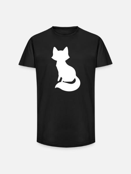 Playful Fox Silhouette Design - Long Fit Men's T-Shirt - black