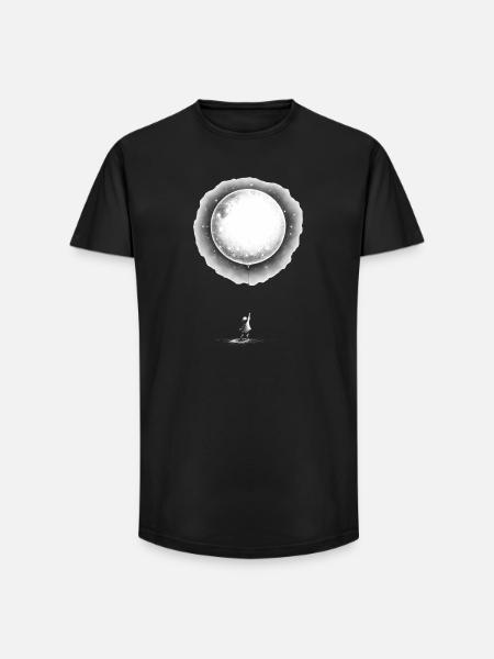 Child with Moon Balloon - Long Fit Men's T-Shirt - black