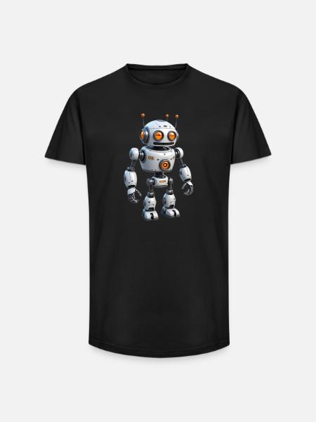 Cartoon Robot - Long Fit Men's T-Shirt - black