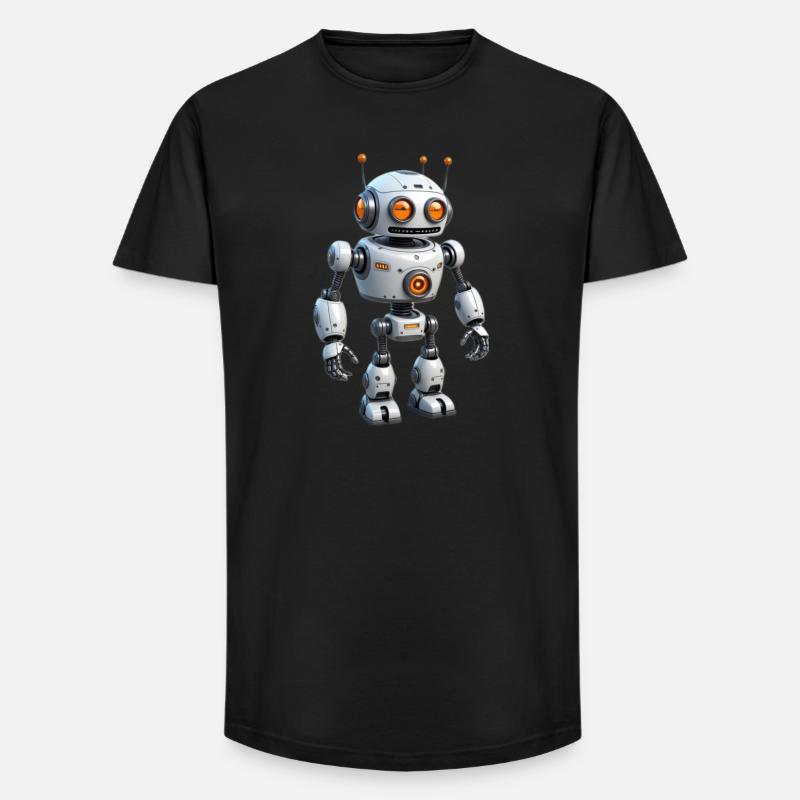 Cartoon Roboter - Long Fit Männer T-Shirt - Schwarz