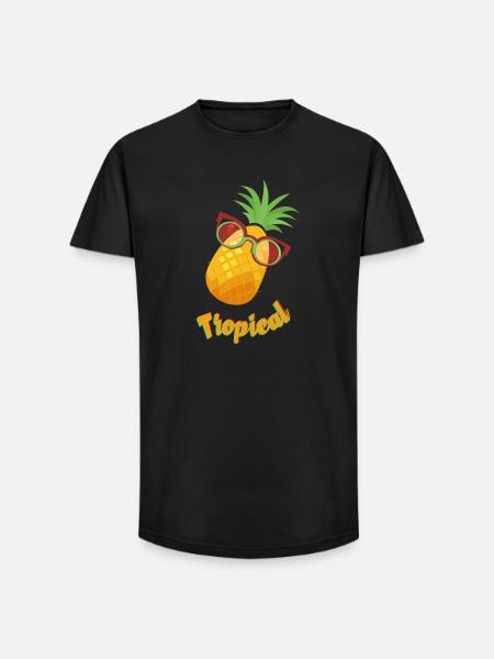 Tropical pineapple with sunglasses - Long Fit Men's T-Shirt - black