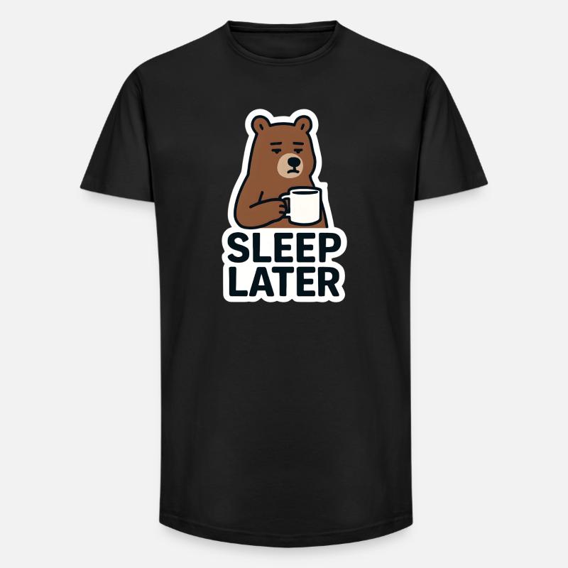 Bär Ruhiger Schlaf Später Illustration - Long Fit Männer T-Shirt - Schwarz