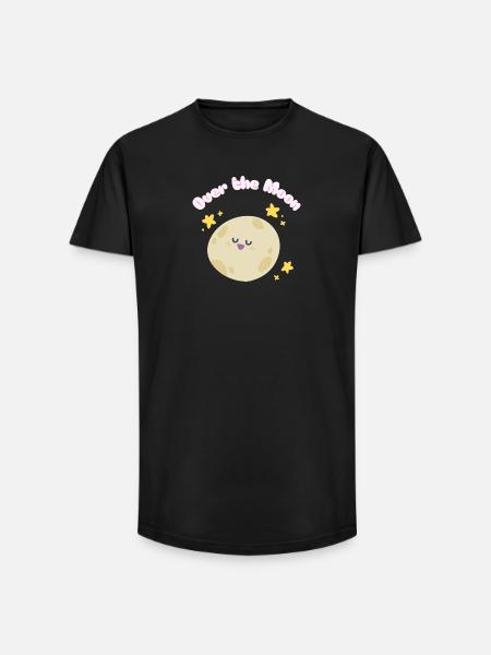 Over_the_Moon Phrases Slang Idiom funny cutedesign - Long Fit Men's T-Shirt - black